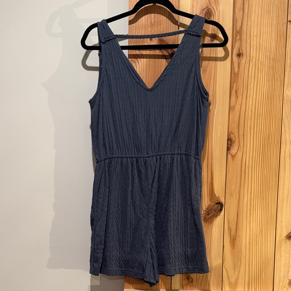 Navy Blue Beach Romper - Picture 2 of 2